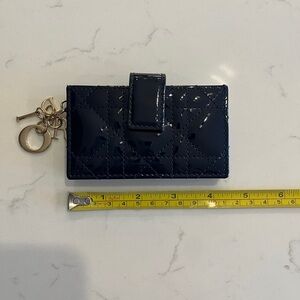 Navy Blue Dior Patent Leather 5 Gusset Accordion Card Holder Wallet EUC! Quilted
